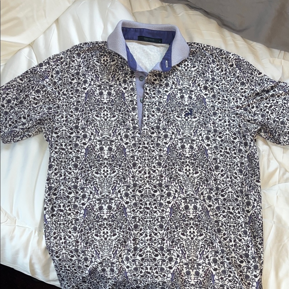 Greyson Lavender, Navy and White Patterned Polo